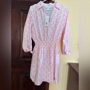 NWT Lilly Pulitzer ABRALYNN size 10 Linen Dress Rousseau Pink pineapple white